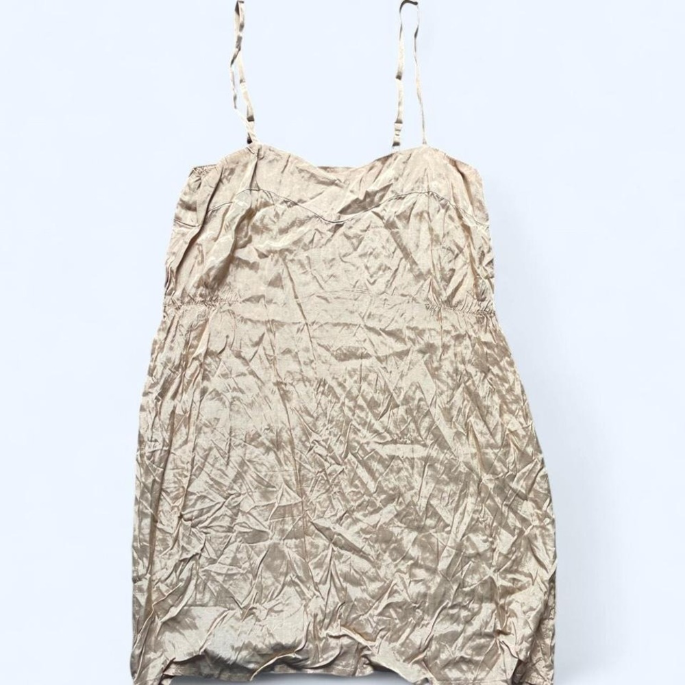 Lingerie cotton‎ slip on champagne gown mini dress size Petite 6